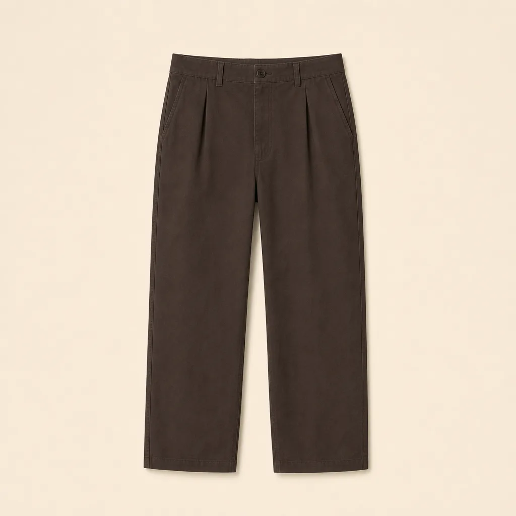 Front view of the bark-brown Fallow Alder Chore Trouser with a relaxed straight leg.